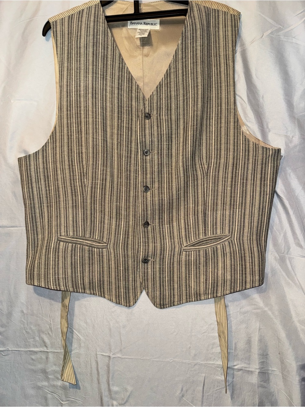 Banana Republic Striped Tan and Gray Men's Tailored Vest